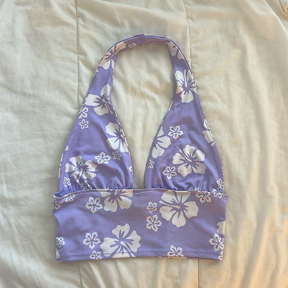 Purple Hawaiian Tropical Halter Neck Top - Picture 2 of 2
